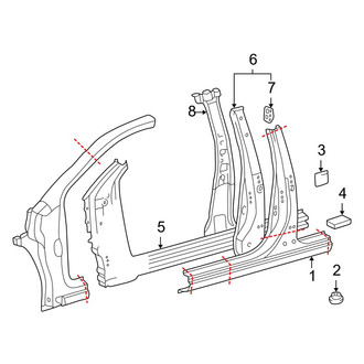 Toyota OE - Pillars, Rocker & Floor - Center Pillar & Rocker (4 Doors Sedan)