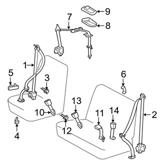 Toyota OE - Restraint Systems - Rear Seat Belts (With Split Seat), (Base Hatchback)