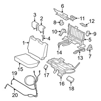 Toyota OE - Seats & Tracks - Rear Seat Components (Left Side, With Split Seat), (Base Hatchback)