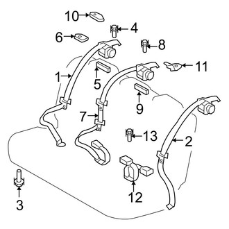 Toyota OE - Restraint Systems - Rear Seat Belts (W/O Split Seat), (Base Sedan)