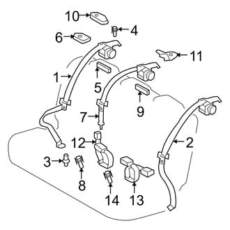 Toyota OE - Restraint Systems - Rear Seat Belts (With Split Seat), (Base Sedan)