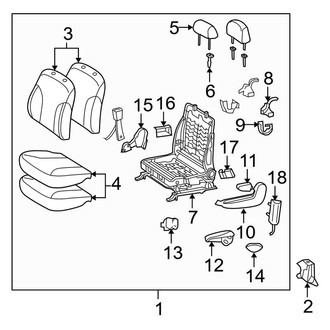 Toyota OE - Seats & Tracks - Front Seat Components (With Side Air Bags), (Base Sedan)