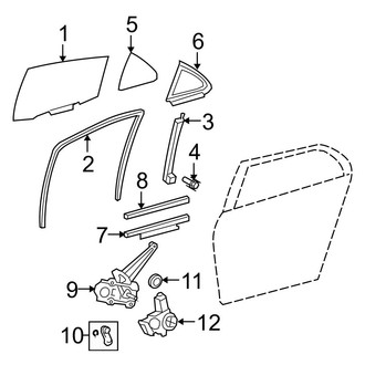 Toyota OE - Rear Door - Glass & Hardware (Base 4 Doors Hatchback)