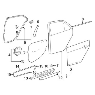 Toyota OE - Rear Door - Exterior Trim (L / LE / SE 4 Doors)
