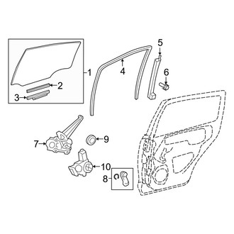 Toyota OE - Rear Door - Glass & Hardware (L / LE / SE 4 Doors)