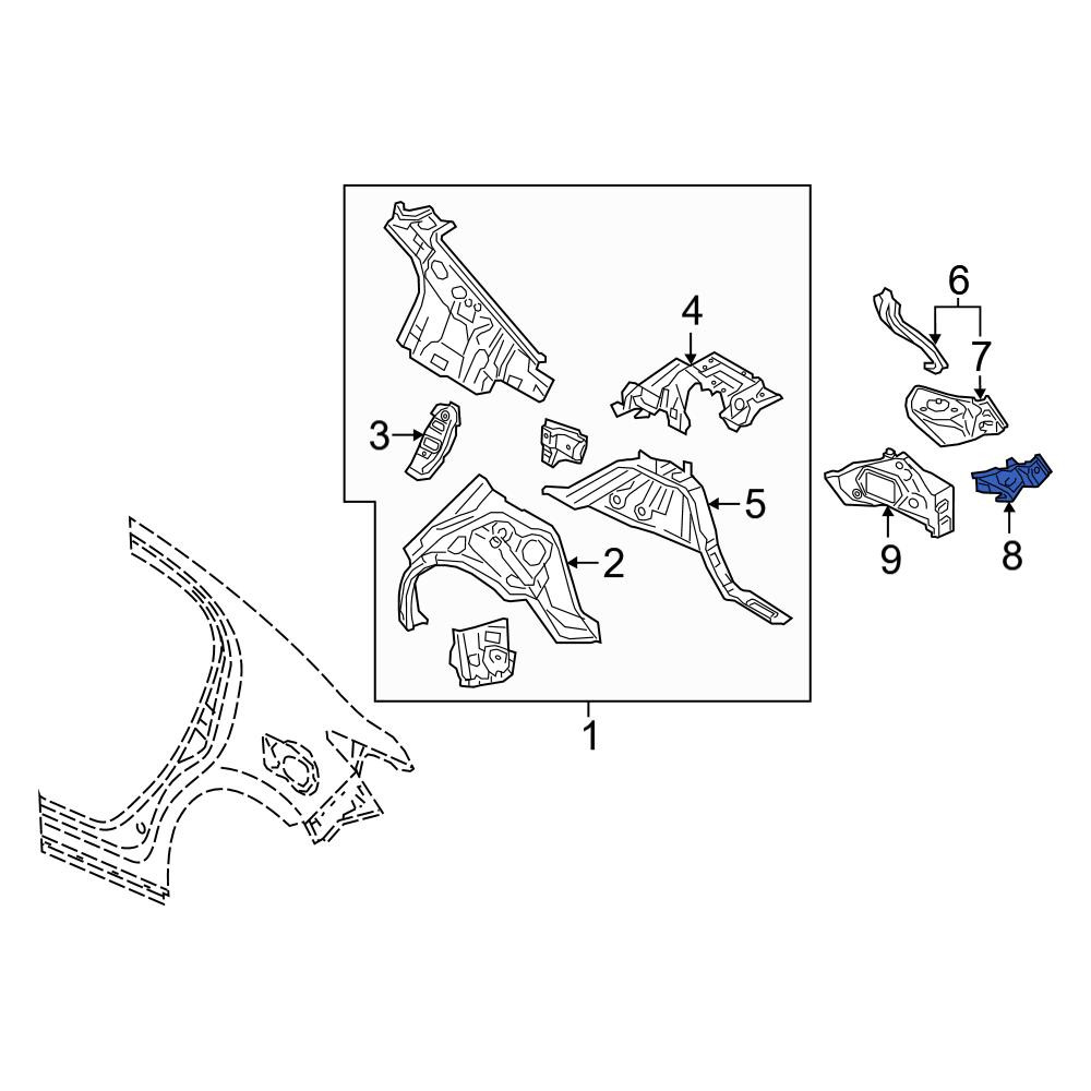 Toyota OE 61621WB001 - Rear Right Lower Quarter Panel Extension