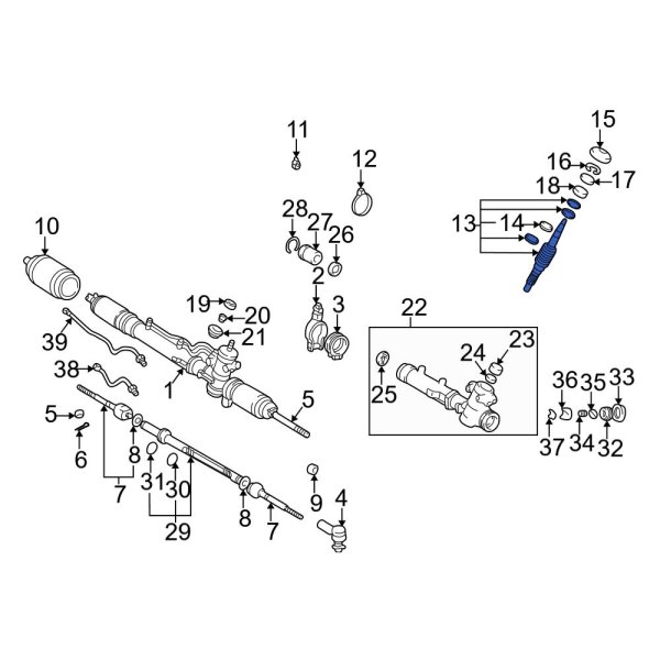 Rack And Pinion Steering Pinion Shaft