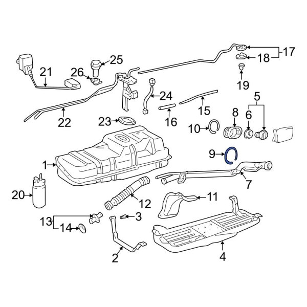 Fuel Tank Filler Neck Retaining Ring