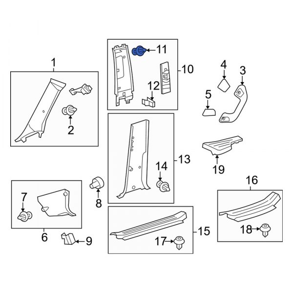 Body B-Pillar Trim Panel Clip