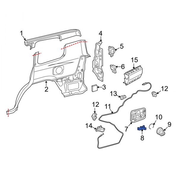 Toyota OE 7736035040 Rear Fuel Door Spring