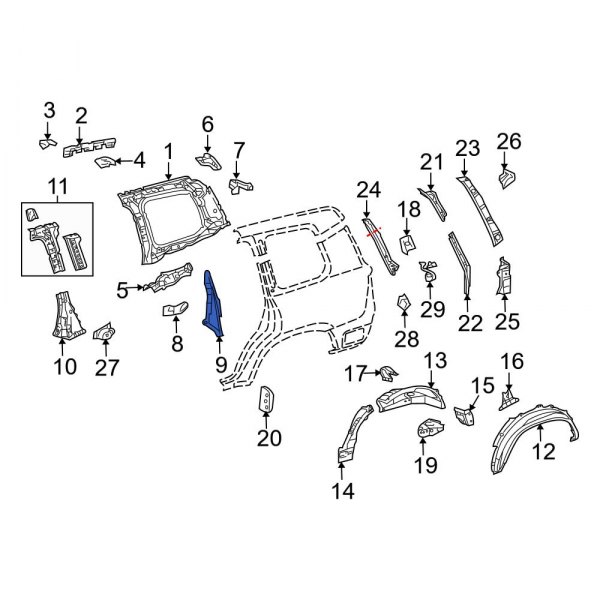 Body C-Pillar Reinforcement Bracket