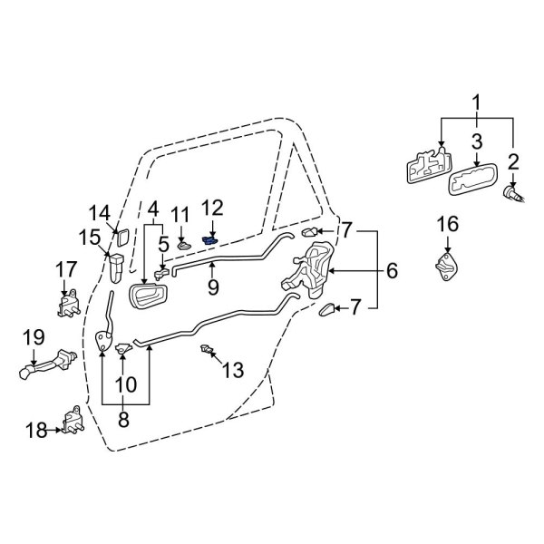 Toyota OE 9046704014 Rear Door Lock Rod Clip
