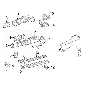Toyota OE - Fender - Structural Components & Rails (Japan Built, Lower Rail Components)
