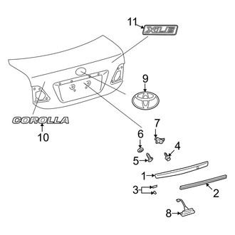 Toyota OE - Trunk Lid - Exterior Trim (With Smart Key)