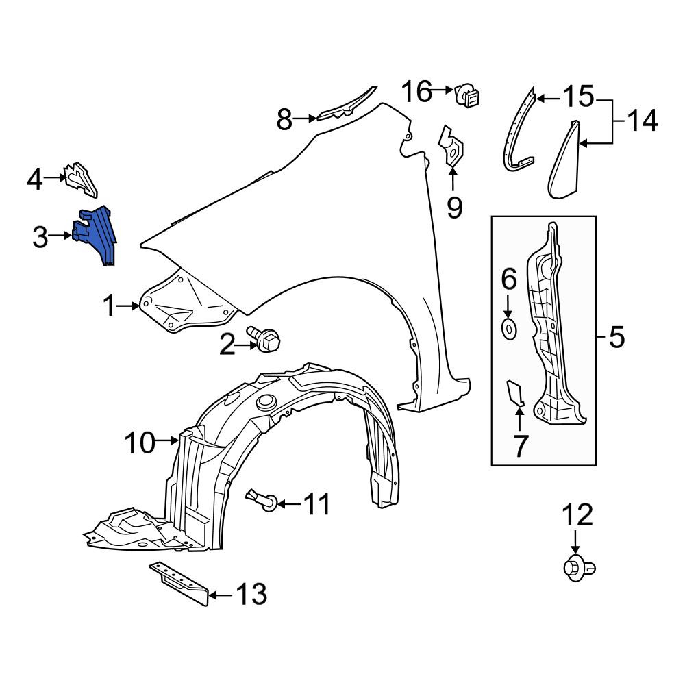 Toyota OE 5315402020 - Front Left Fender Gusset