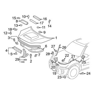 Toyota OE - Hood & Grille - Hood & Components (With Air Scoop), (Gas)