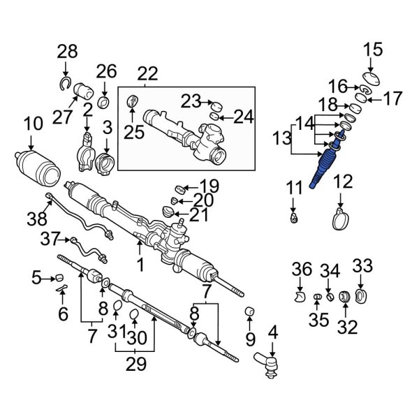 Rack And Pinion Steering Pinion Shaft