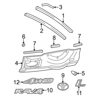 Toyota OE - Back Door - Exterior Trim (Gas)