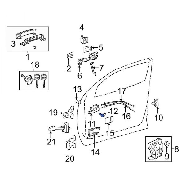 Interior Door Handle Bolt