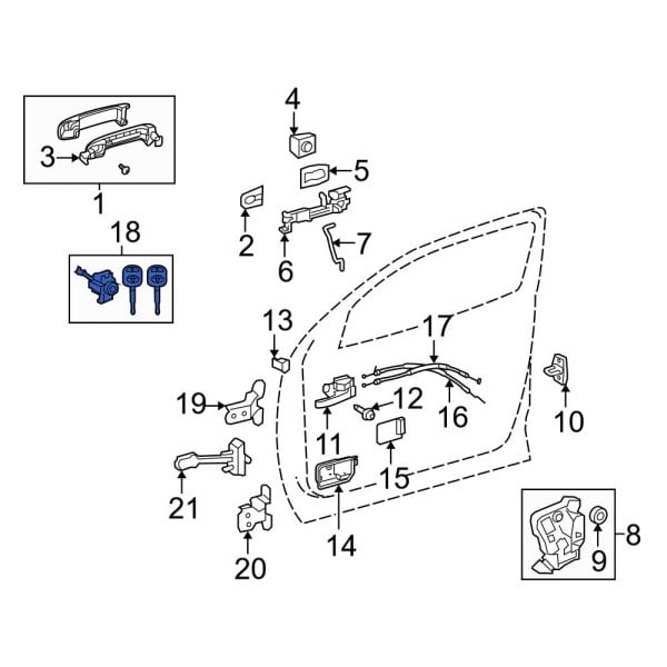 Toyota OE 690520C010 Front Left Door Lock Cylinder