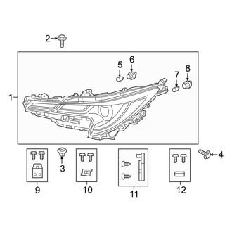 Toyota OE - Front Lamps - Headlamp Components (USA Built), (Sedan)