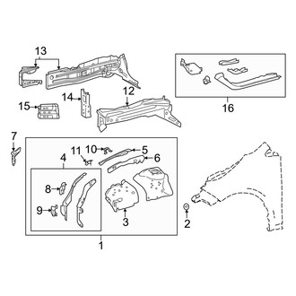 Toyota OE - Fender - Structural Components & Rails (USA Built), (Sedan)