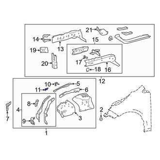 Toyota OE - Front Right Fender Rail Bracket