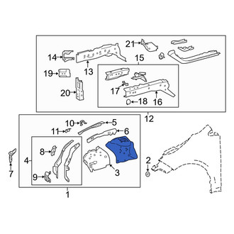 Toyota OE - Front Left Fender Apron Assembly