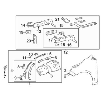 Toyota OE - Fender - Structural Components & Rails (Japan Built), (Sedan)