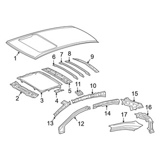 Toyota OE - Roof & Components (With Sunroof, USA Built), (Sedan)