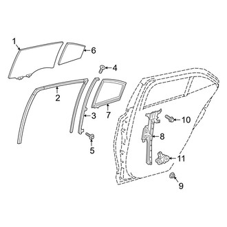 Toyota OE - Rear Door - Glass & Hardware (Sedan)