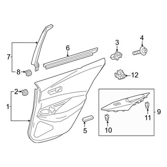 Toyota OE - Rear Door - Interior Trim (Japan Built), (Sedan)