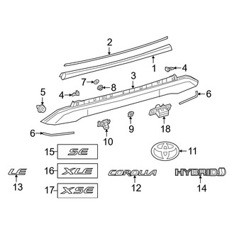 Toyota OE - Trunk Lid - Exterior Trim (Sedan)