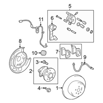 Toyota OE - Rear Suspension - Brake Components (Base / Limited / Sport FWD)