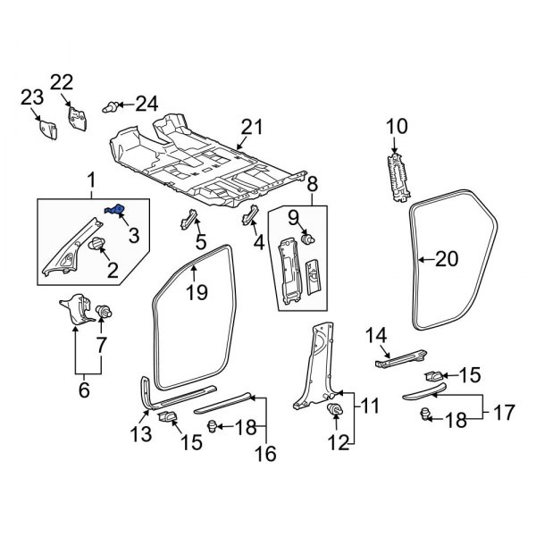 Body A-Pillar Trim Panel Clip