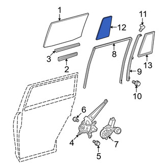 Toyota OE - Rear Left Rearward Door Glass