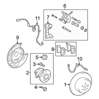 Toyota OE - Rear Suspension - Brake Components (Japan Built), (Base / Limited / Sport FWD)