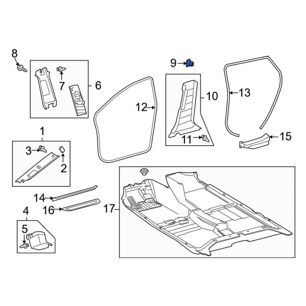 Body B-Pillar Trim Panel Clip