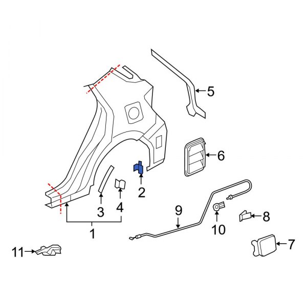 Toyota OE 6184802060 Left Quarter Panel Brace