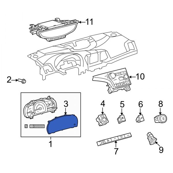 Toyota OE 838520T011 Instrument Panel Lens