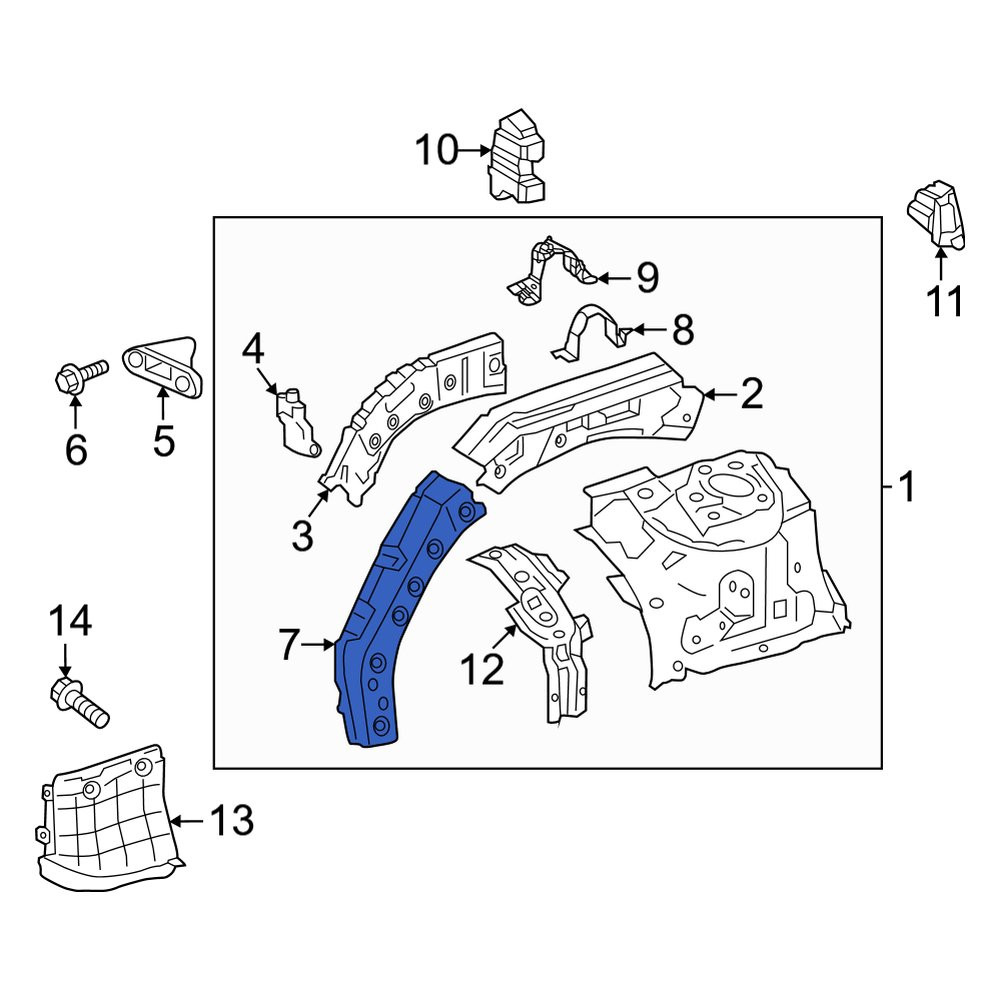 Toyota OE 537080R030 - Front Left Fender Apron Reinforcement
