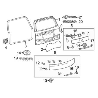 Toyota OE - Back Door - Door & Components (W/O Spare Tire), (Gas)