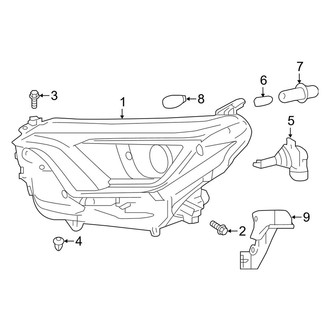 Toyota OE - Front Lamps - Headlamp Components (Japan Built, Halogen Lamps), (FULL HYBRID EV-GAS (FHEV) / Gas)