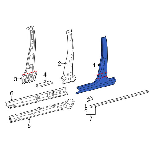 Toyota OE 6131242040 - Left Body B-Pillar and Rocker Panel