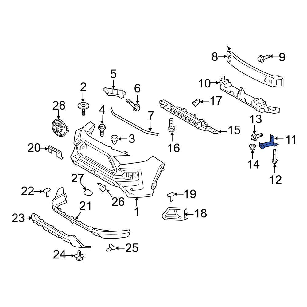 Toyota OE 521020R040 - Front Right Bumper Impact Bar Bracket
