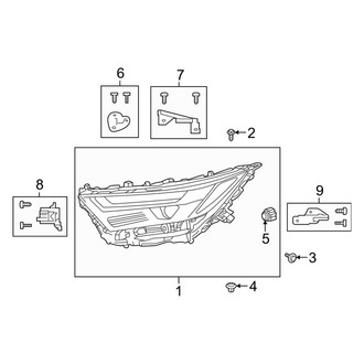 Toyota OE - Front Lamps - Headlamp Components (Bi-Led Projector, North America Built), (Hybrid Limited / Hybrid SE / Hybrid XSE / Limited)