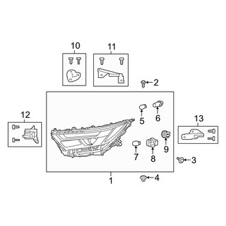 Toyota OE - Front Lamps - Headlamp Components (LED Projector, North America Built), (Adventure / Hybrid LE / Hybrid XLE / Hybrid XLE Premium / LE / TRD Off-Road / XLE / XLE Premium)