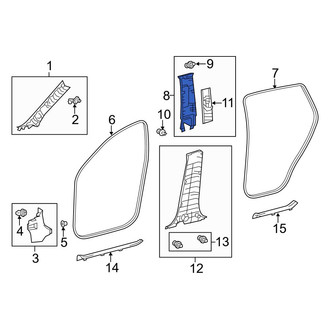 Toyota OE - Left Upper Door Pillar Post Trim Set