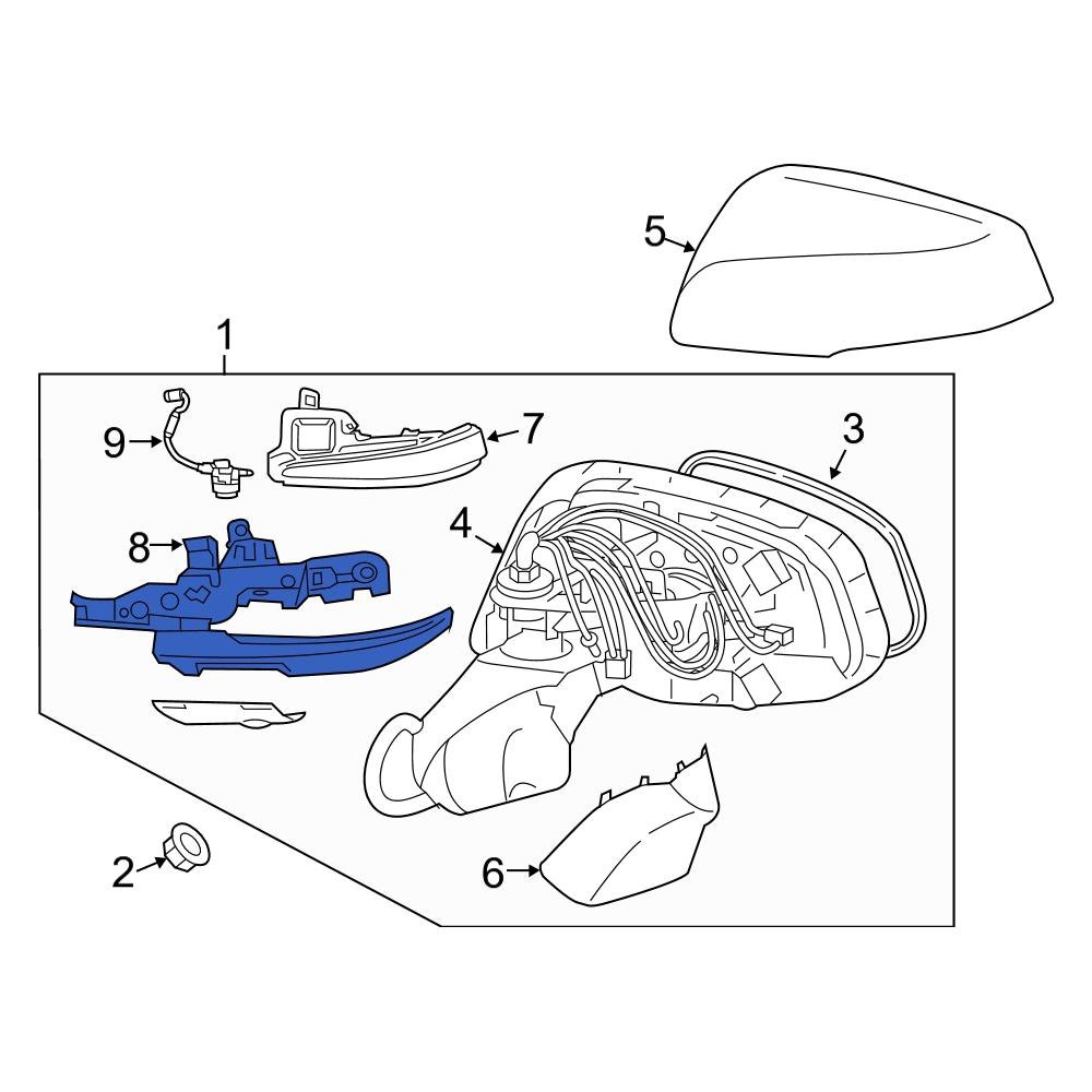 334ページ① 8796135880 Genuine Toyota MIRROR SUB-ASSY, OUTER REAR VIEW