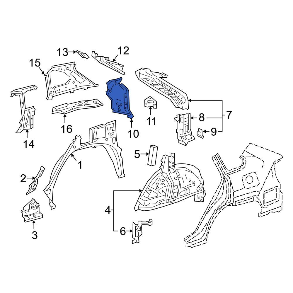 Toyota OE 6162242060 - Rear Left Quarter Panel Gutter